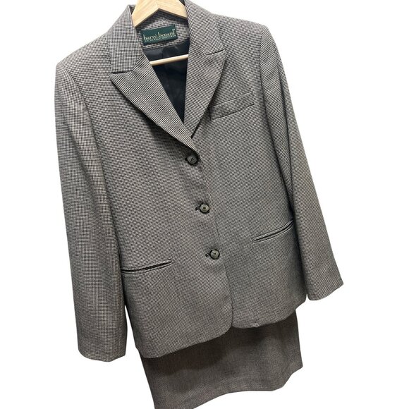 Harvé Benard Gray Houndstooth Skirt Suit Set - Picture 1 of 10